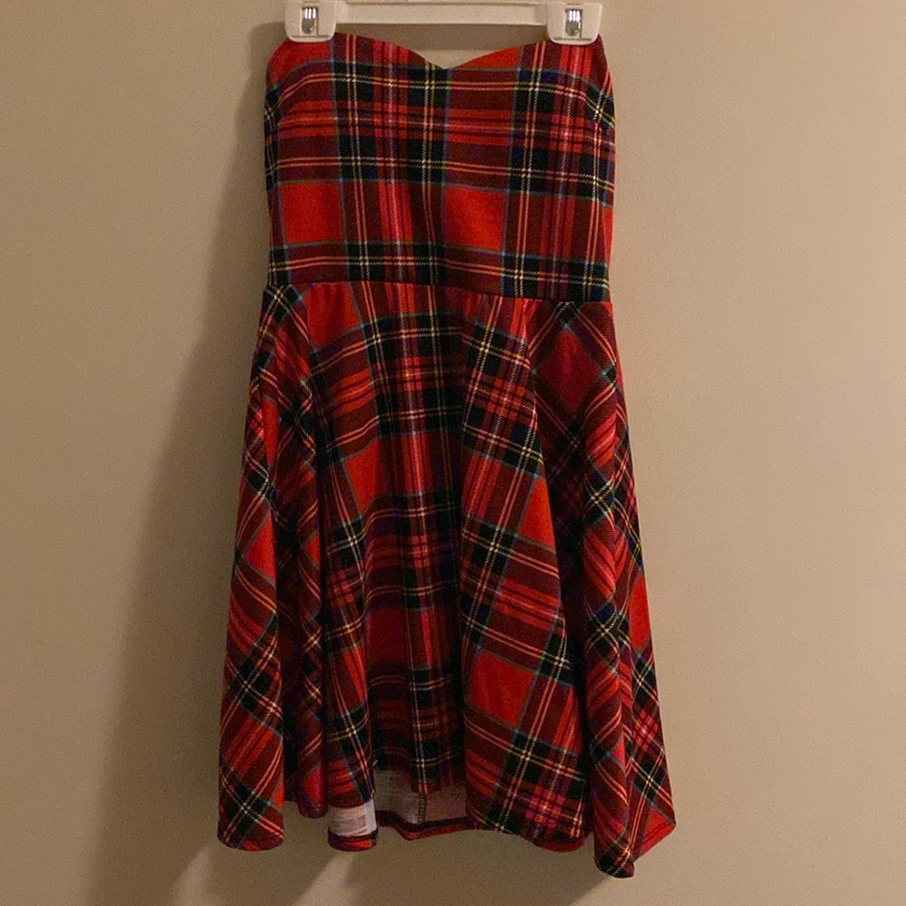 Vintage Wet Seal plaid strapless minidress size small